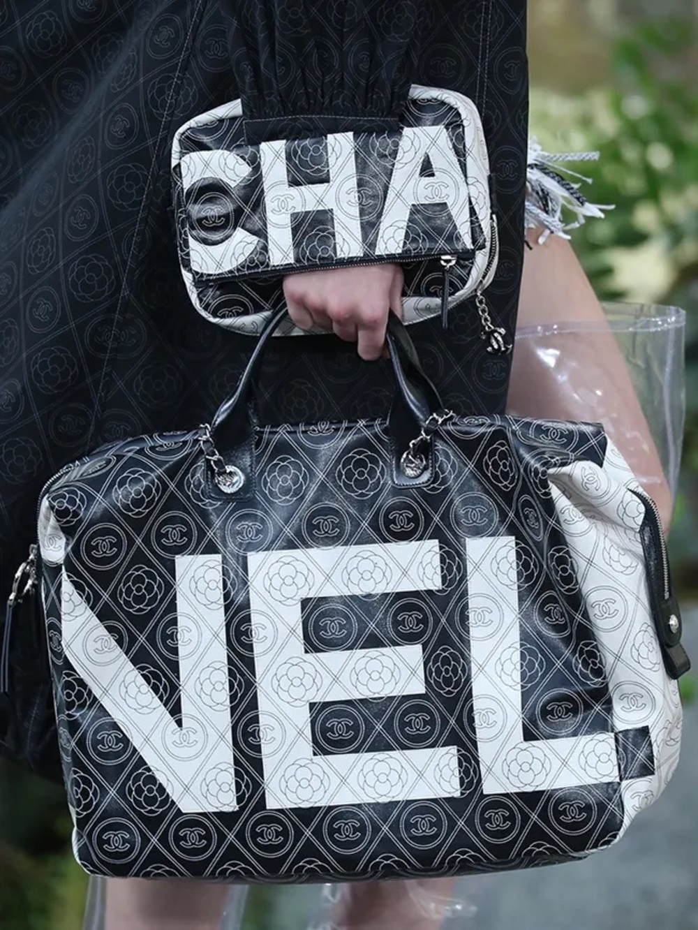 Chanel Maxi Camellia Printed Coated Canvas Bag